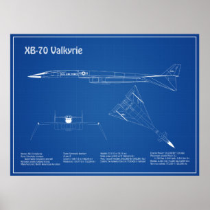 XB-70 Valkyrie - Aeroplane Blueprint Plans AD Poster