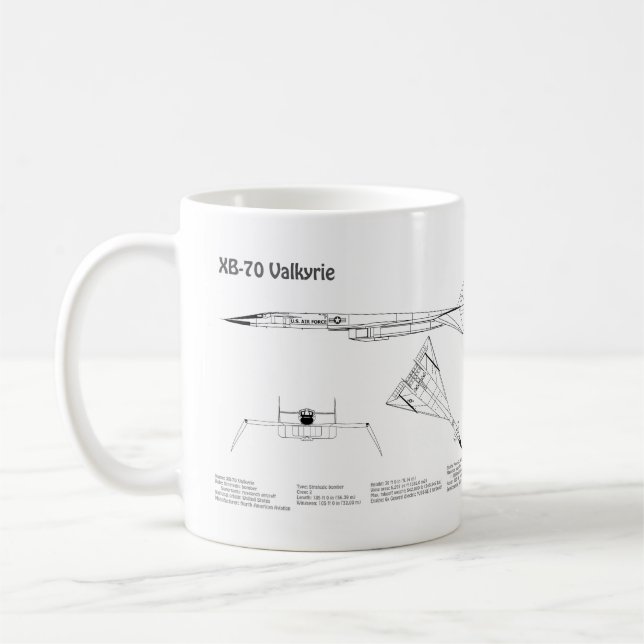 XB-70 Valkyrie - Aeroplane Blueprint Plans BD Coffee Mug (Left)