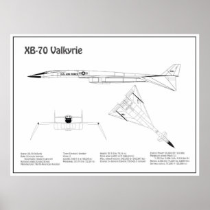 XB-70 Valkyrie - Aeroplane Blueprint Plans BD Poster