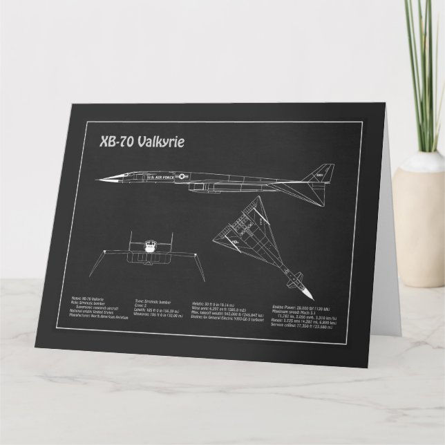 XB-70 Valkyrie - Aeroplane Blueprint Plans PD Thank You Card (Front)