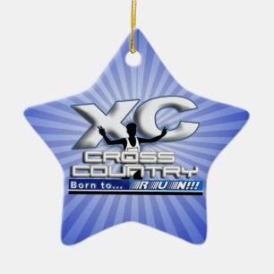XC BORN TO RUN CROSS COUNTRY LOGO CERAMIC TREE DECORATION