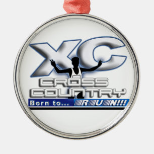 XC BORN TO RUN CROSS COUNTRY LOGO METAL TREE DECORATION