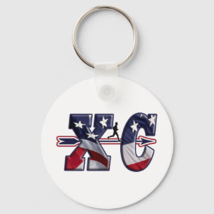 XC CROSS COUNTRY USA FLAG WRAPPED KEY RING