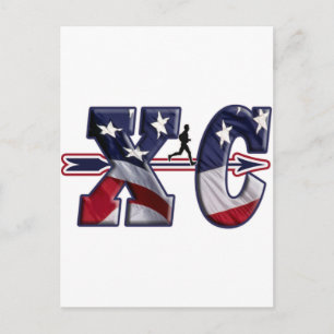 XC CROSS COUNTRY USA FLAG WRAPPED POSTCARD
