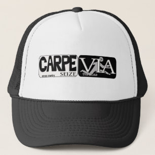 XC LATIN MOTTO SEIZE THE ROAD - CARPE VIA - RUNNER TRUCKER HAT