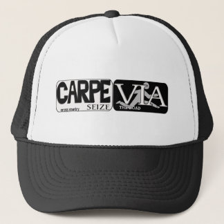 XC LATIN MOTTO SEIZE THE ROAD - CARPE VIA - RUNNER TRUCKER HAT