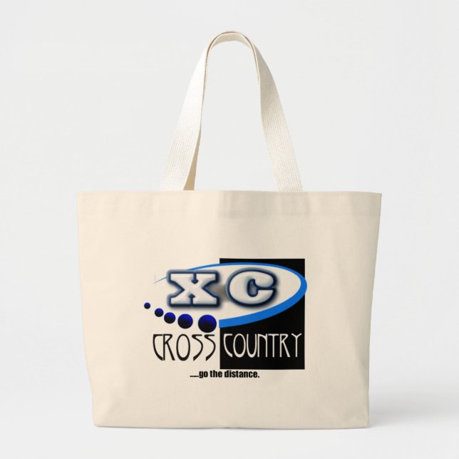 XC MOTTO - Go the Distance - CROSS COUNTRY Large Tote Bag (Front)
