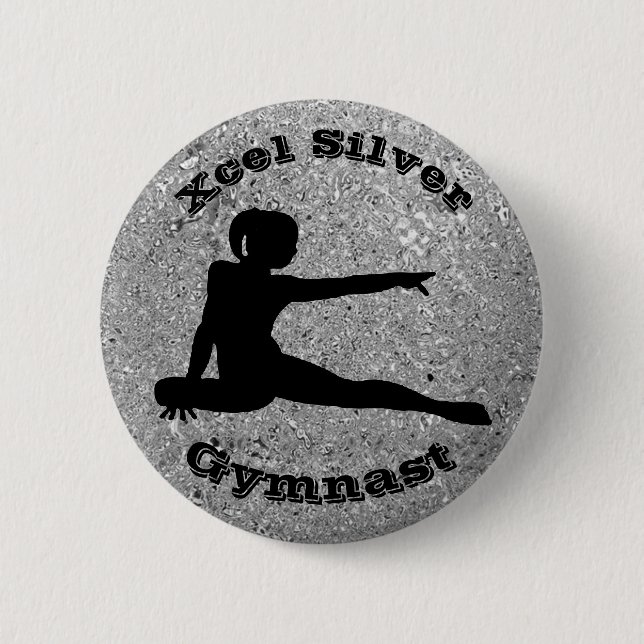 Xcel Silver Gymnast - Girls Gymnastics Button (Front)