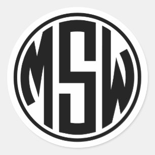 XClassic Vine Script 3 Initial Monagram DIY Colour Classic Round Sticker