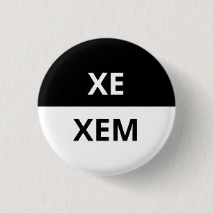 Xe/Xem Pronoun Black & White Badge