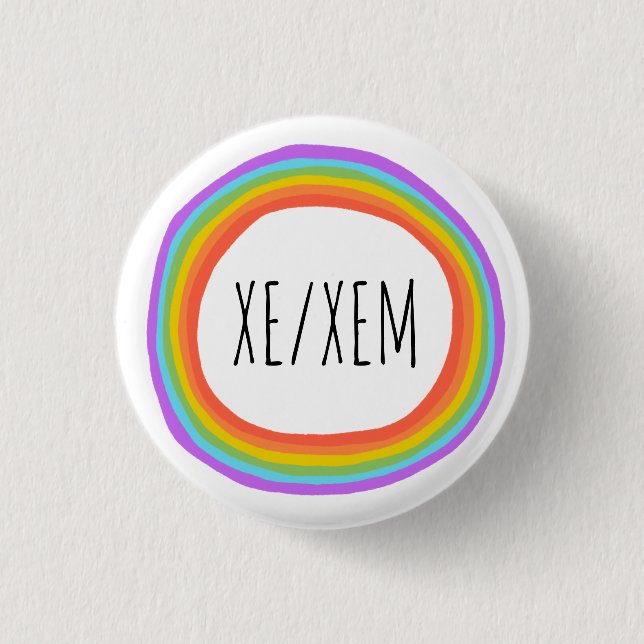 XE/XEM Pronouns Colourful Rainbow Circle 3 Cm Round Badge (Front)