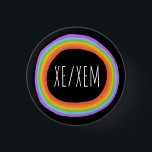 XE/XEM Pronouns Colourful Rainbow Circle Black  3 Cm Round Badge<br><div class="desc">Decorate your outfit with this cool art button. Makes a great  gift! You can customise it and add text too. Check my shop for lots more colours and patterns! Let me know if you'd like something custom too.</div>
