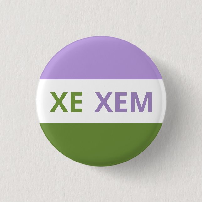Xe/Xem Pronouns Genderqueer Flag Badge (Front)