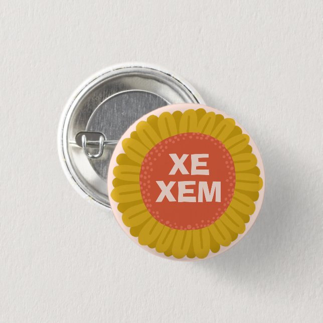 XE/XEM Pronouns Sunflower Daisy Pride   3 Cm Round Badge (Front & Back)