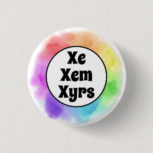Xe Xem Xyrs Pronouns in Watercolor Circle 3 Cm Round Badge