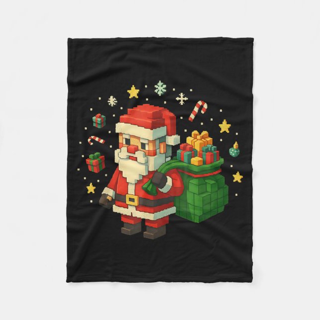 Xel Santa Claus With Retro Gamer Christmas  Fleece Blanket (Front)