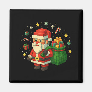 Xel Santa Claus With Retro Gamer Christmas  Magnet
