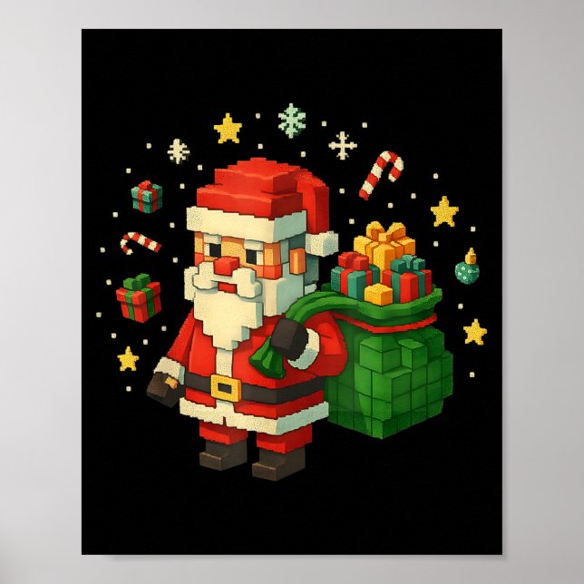 Xel Santa Claus With Retro Gamer Christmas  Poster (Front)