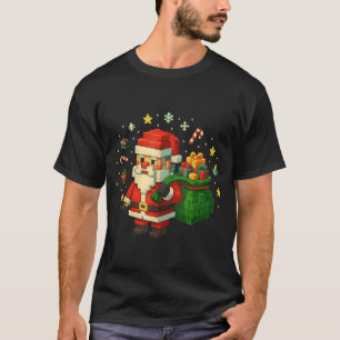 Xel Santa Claus With Retro Gamer Christmas  T-Shirt