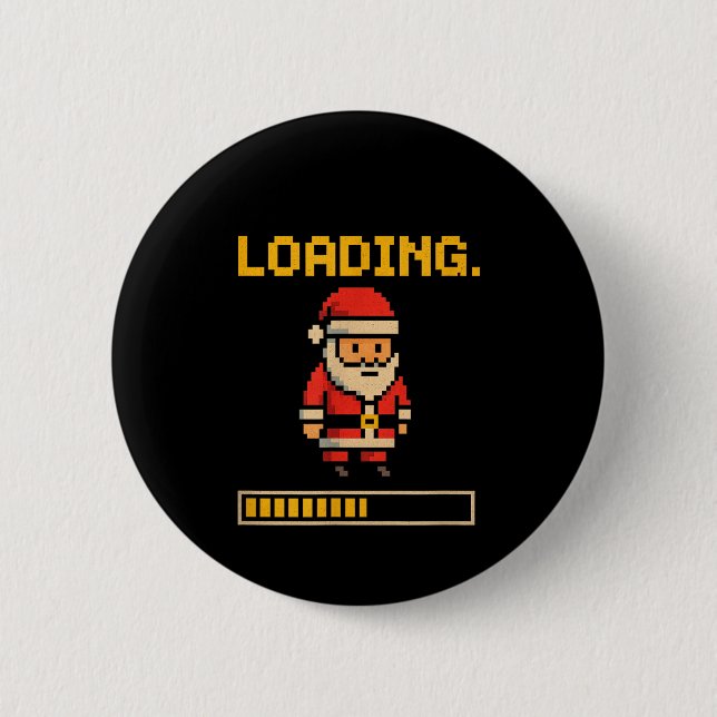 Xel Santa Loading Retro Christmas Gamer Shirt  6 Cm Round Badge (Front)