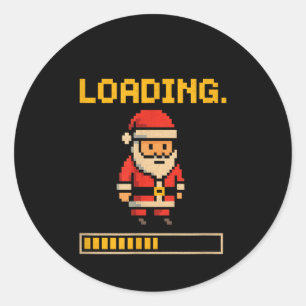 Xel Santa Loading Retro Christmas Gamer Shirt Classic Round Sticker