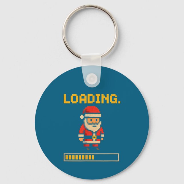 Xel Santa Loading Retro Christmas Gamer Shirt  Key Ring (Front)