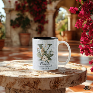 Xena's Noble Heart - Boho Chic Floral Monogram Mug