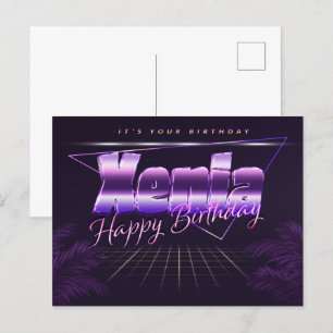 Xenia Name Vorname lila Postkarte Geburtstag Postcard