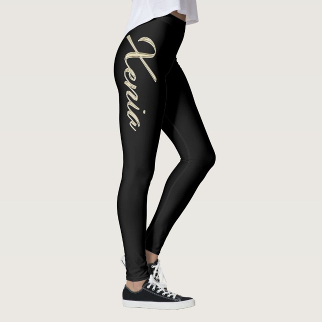 Xenia white gold Handwriting trousers Leggings (Right)