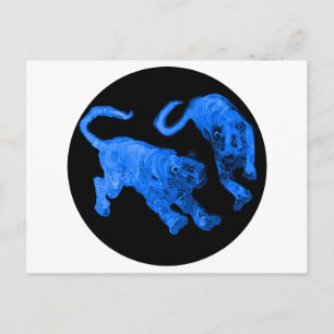 Xian China 2002 Blue Ghost Tigers Black Circle Tra Postcard