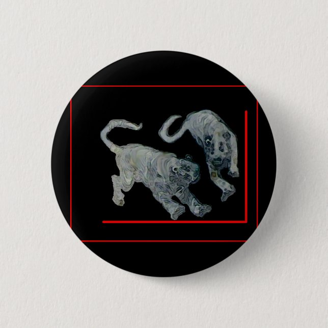 Xian China 2002 Ghost Tigers Red Boarder The MUSEU 6 Cm Round Badge (Front)