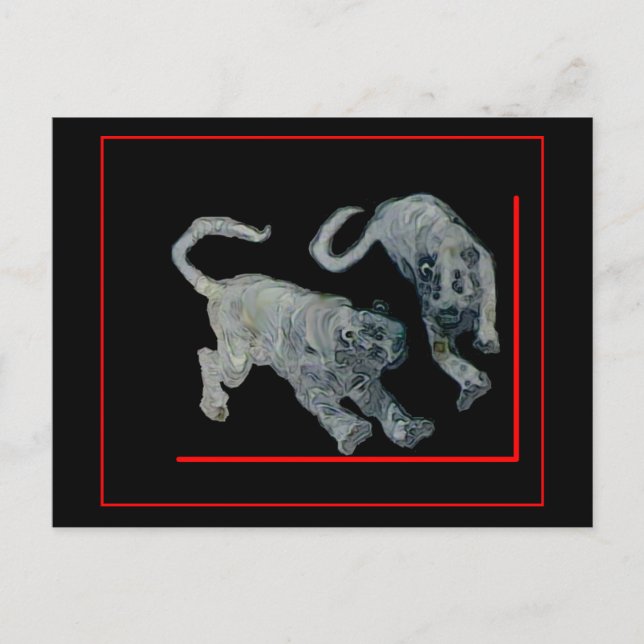 Xian China 2002 Ghost Tigers Red Boarder The MUSEU Postcard (Front)