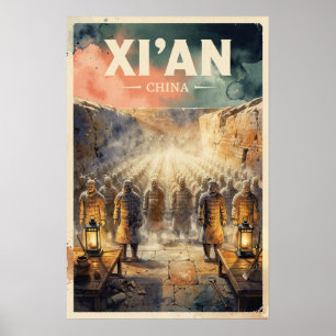 Xi'an China Vintage Travel Poster