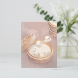 Xiao Long Bao Cute Illustration Announcement Postcard
