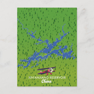 Xin'anjiang Reservoir China map Invitation Postcard