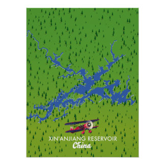 Xin'anjiang Reservoir China map Poster
