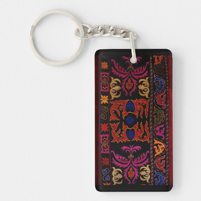 Xinjiang Embroidery Geometric Key Ring (Front)