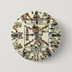 Xiuhtecuhtli Aztec Death God 6 Cm Round Badge