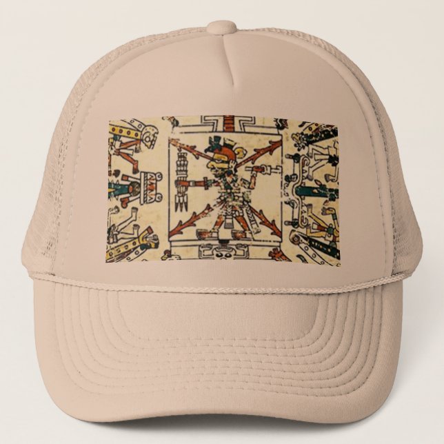 Xiuhtecuhtli Aztec Death God Trucker Hat (Front)