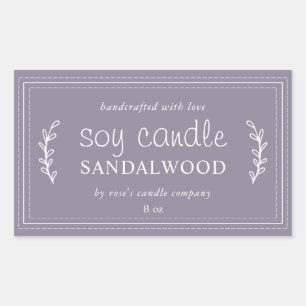 XL Homemade Soy Candle Foliage Ash Purple Rectangular Sticker