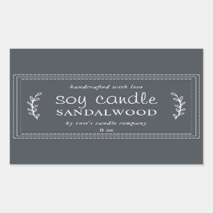 XL Homemade Soy Candle Foliage Off-Black Custom Rectangular Sticker