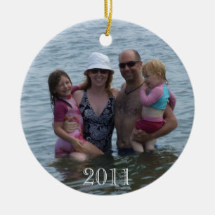 Xmas 2011 Families at the beach Ceramic Tree Decoration
