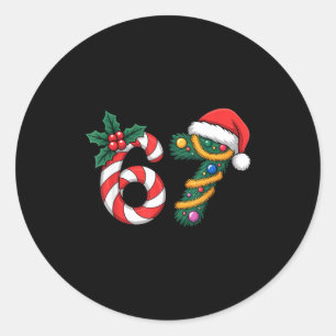 Xmas 67 Candy Canes Santa Christmas 67 Humor  Classic Round Sticker