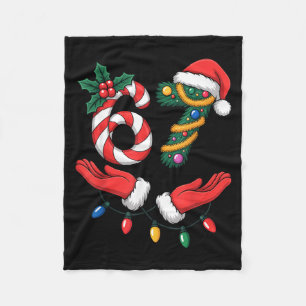 Xmas 67 Hands Gesture Candy Canes Santa Holiday Ki Fleece Blanket