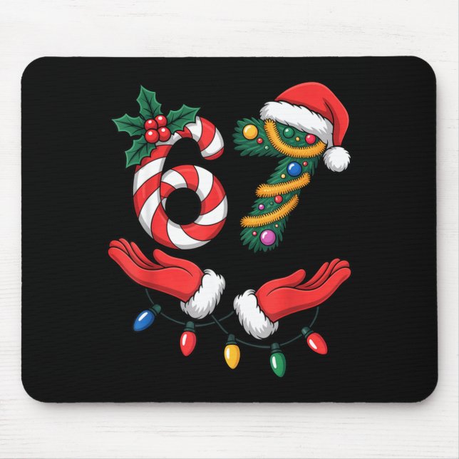 Xmas 67 Hands Gesture Candy Canes Santa Holiday Ki Mouse Mat (Front)