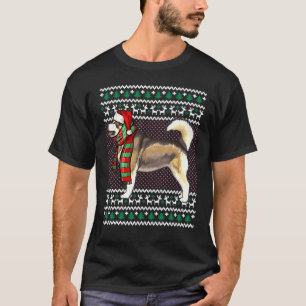 Xmas Alaskan Malamute Dog Santa Hat Ugly Christmas T-Shirt