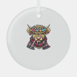 xmas amazing highland cow christmas light _1 glass tree decoration