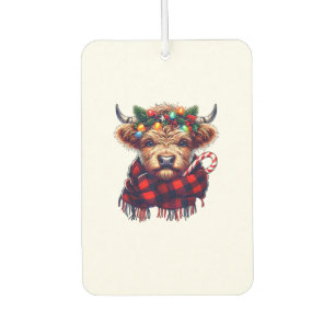 xmas amazing highland cow christmas light  car air freshener
