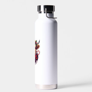 xmas amazing highland cow christmas light water bottle