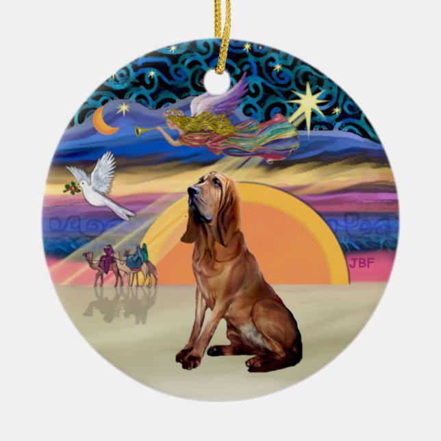 XMas Angel - Bloodhound Ceramic Tree Decoration (Front)